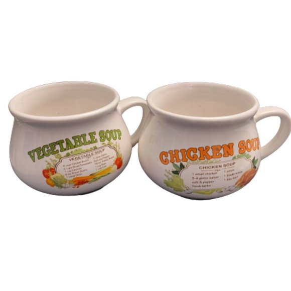 Dat'l Do It Other - CCO Dat'L Do-It Ceramic Recipe Mugs Vintage Chicken Vegetable Soup With Recipes